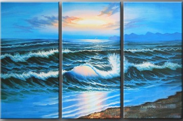 decoration decor group panels decorative Painting - agp129 panel group seascape triptych